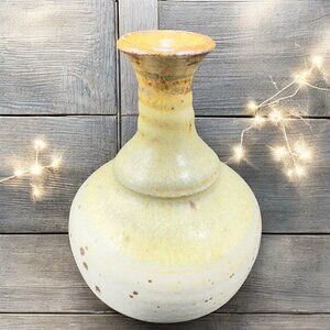 Vintage Hand Made Stoneware Pottery Bud Vase Bottle‎ Shape Speckled Glaze READ